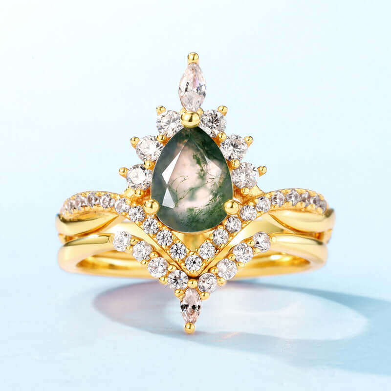 Moss Agate Queen Ring