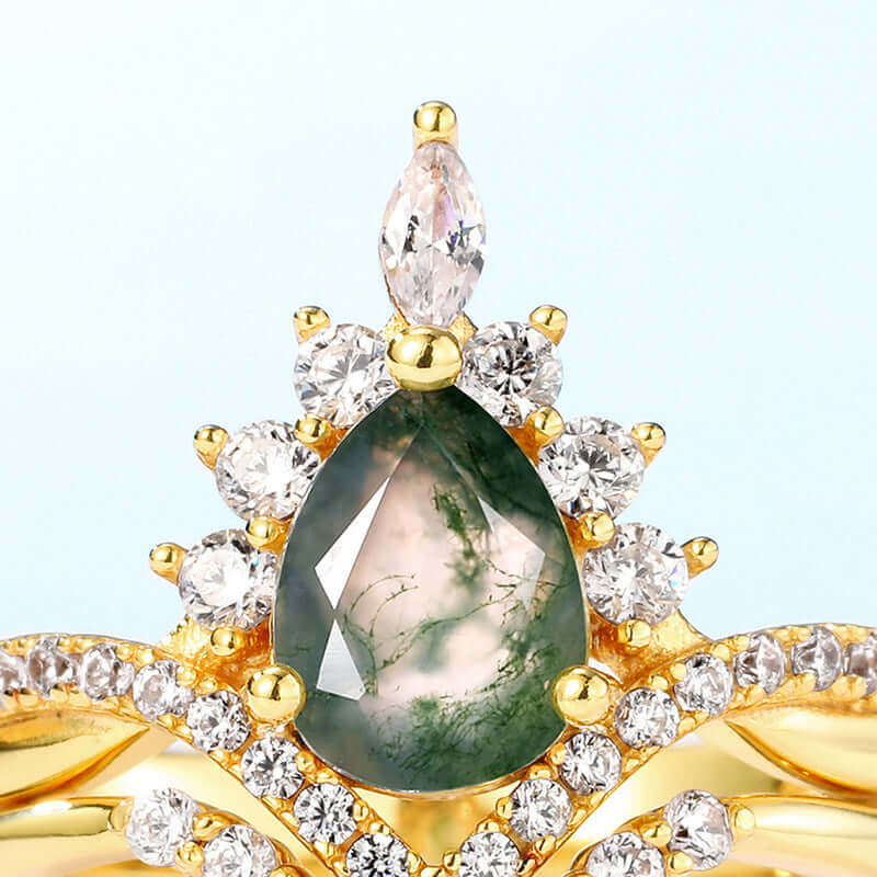 Moss Agate Queen Ring