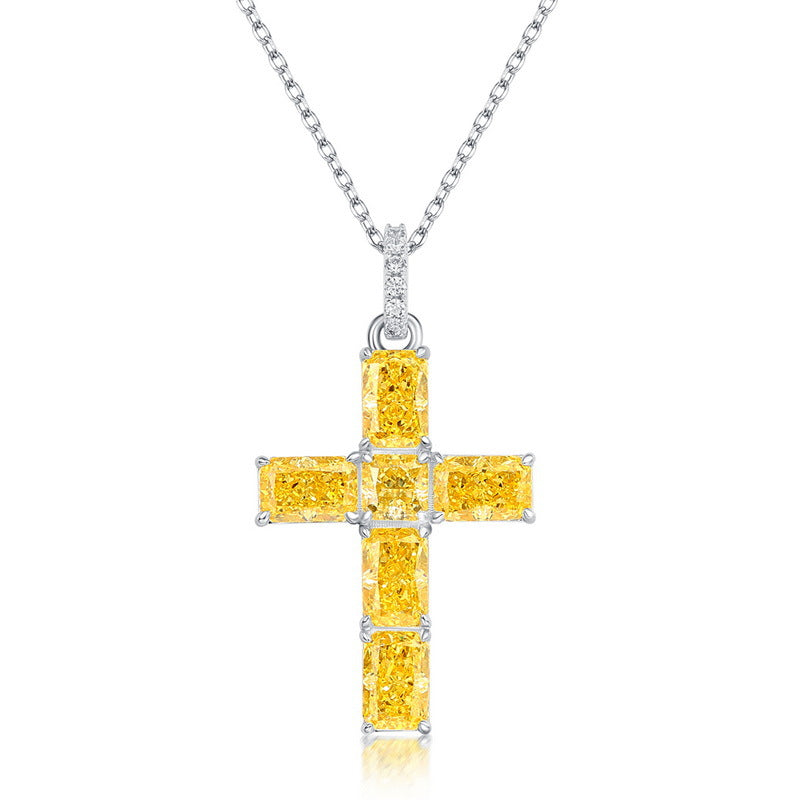 Yellow Diamond Cross Necklace