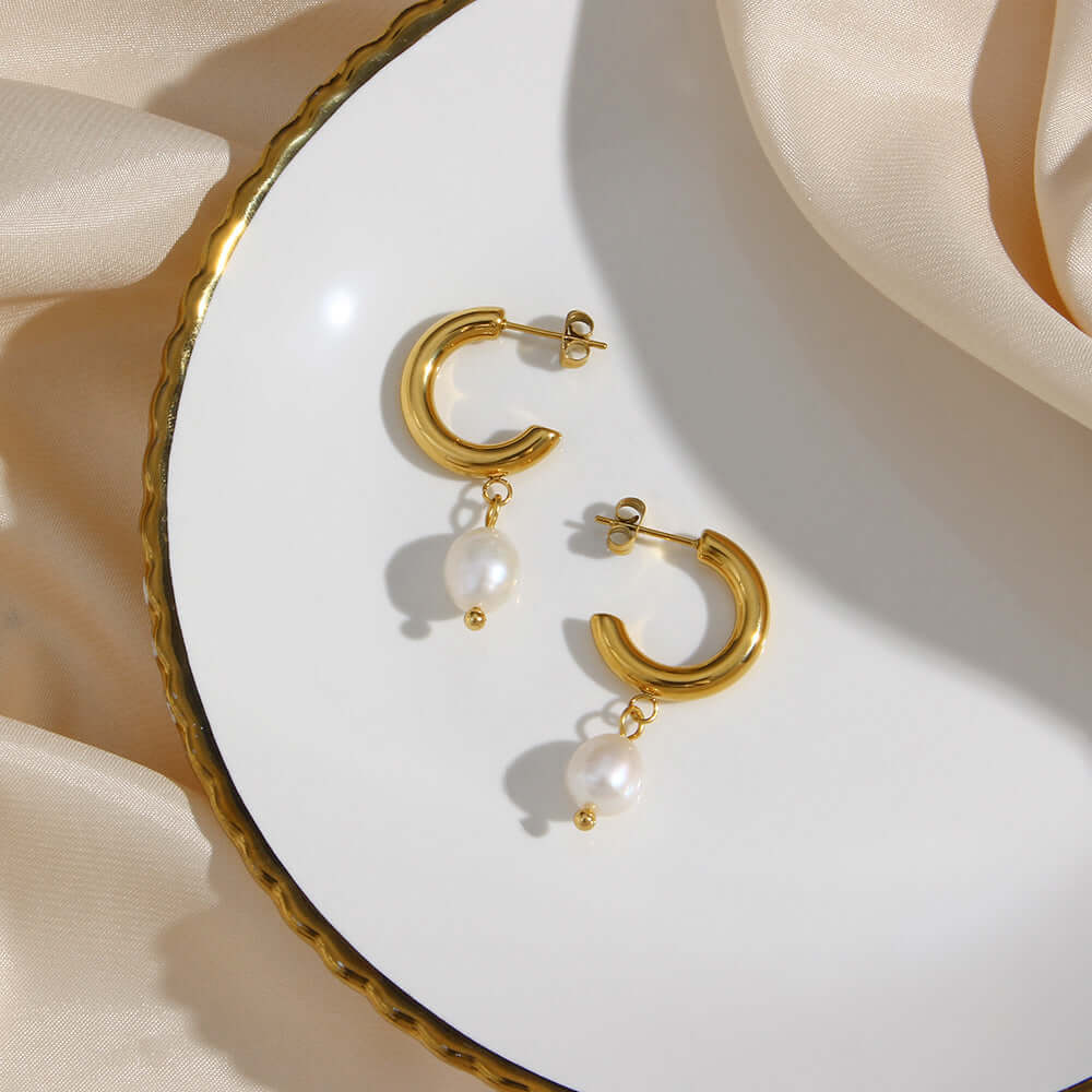 Gold Plated Pearl Earrings