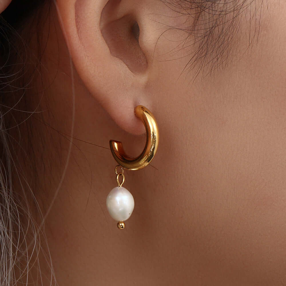 Gold Plated Pearl Earrings