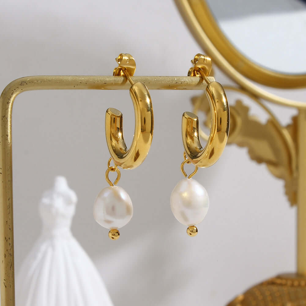 Gold Plated Pearl Earrings