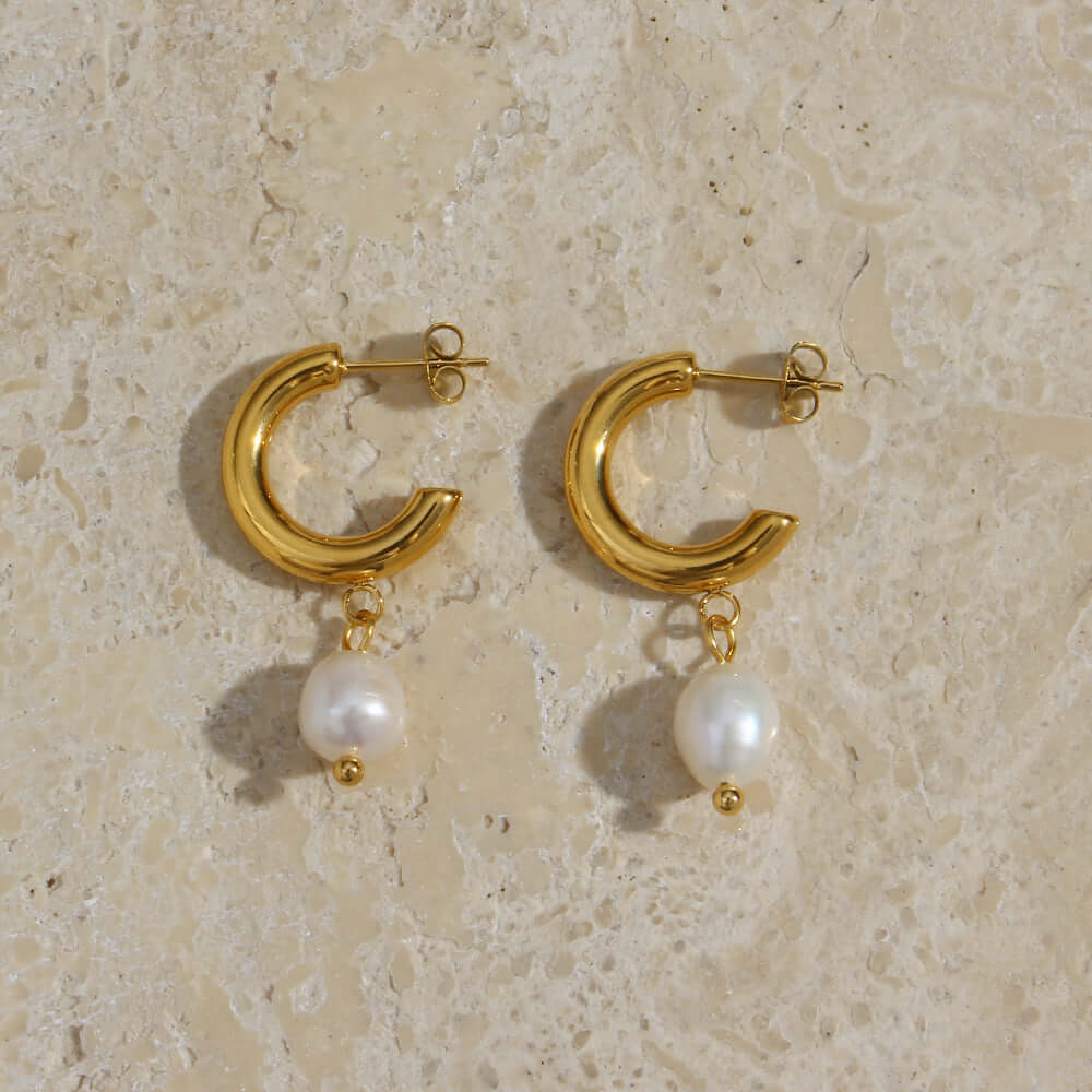 Gold Plated Pearl Earrings