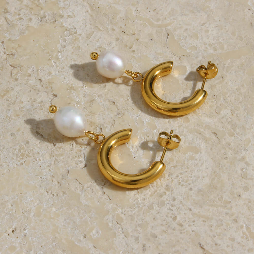 Gold Plated Pearl Earrings