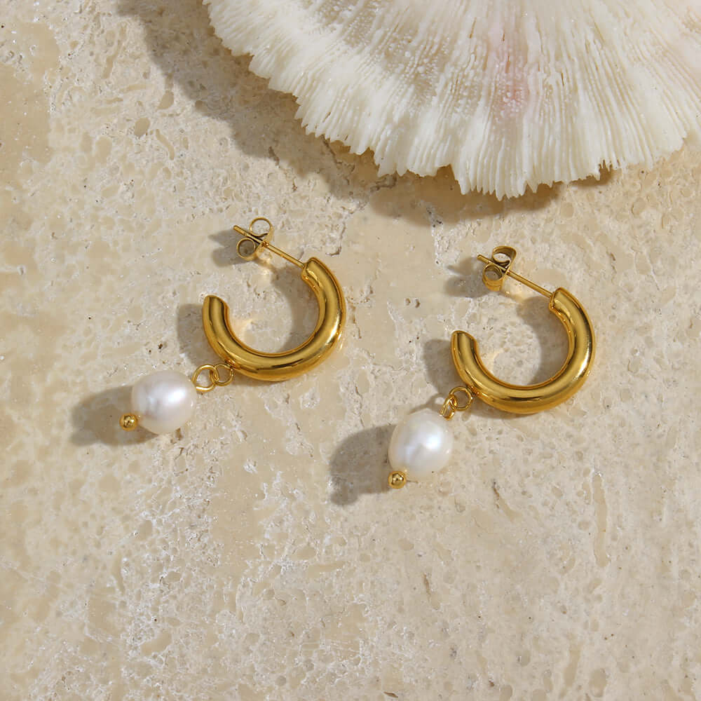 Gold Plated Pearl Earrings