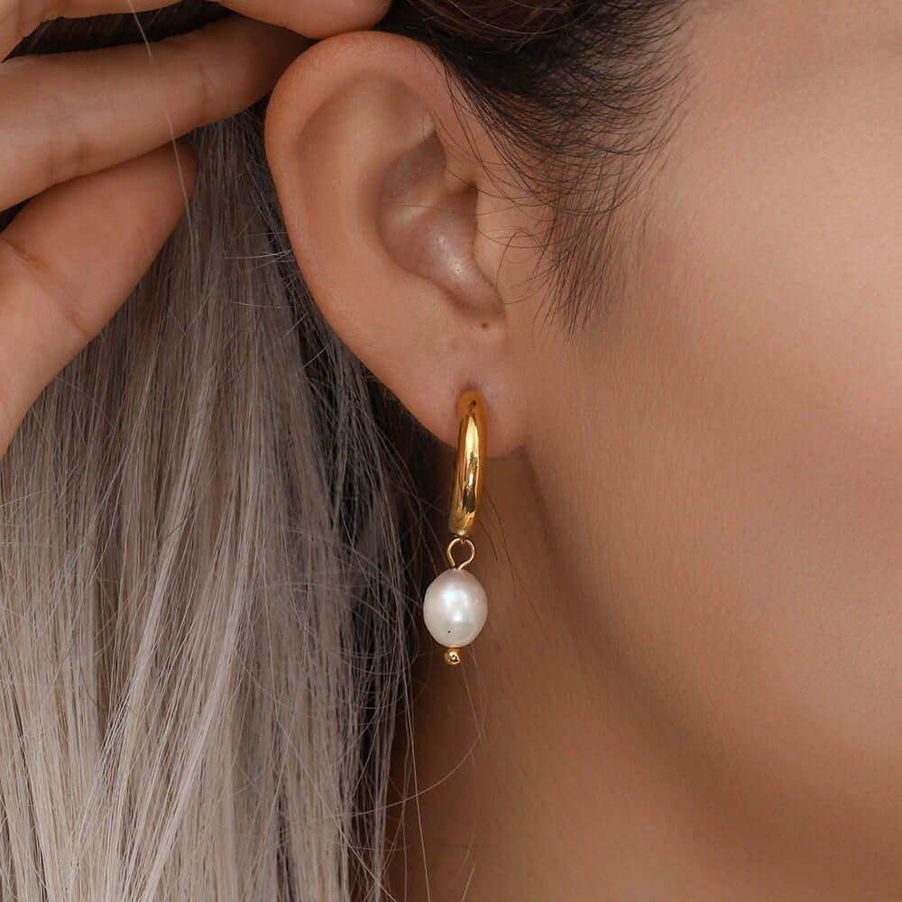 Gold Plated Pearl Earrings