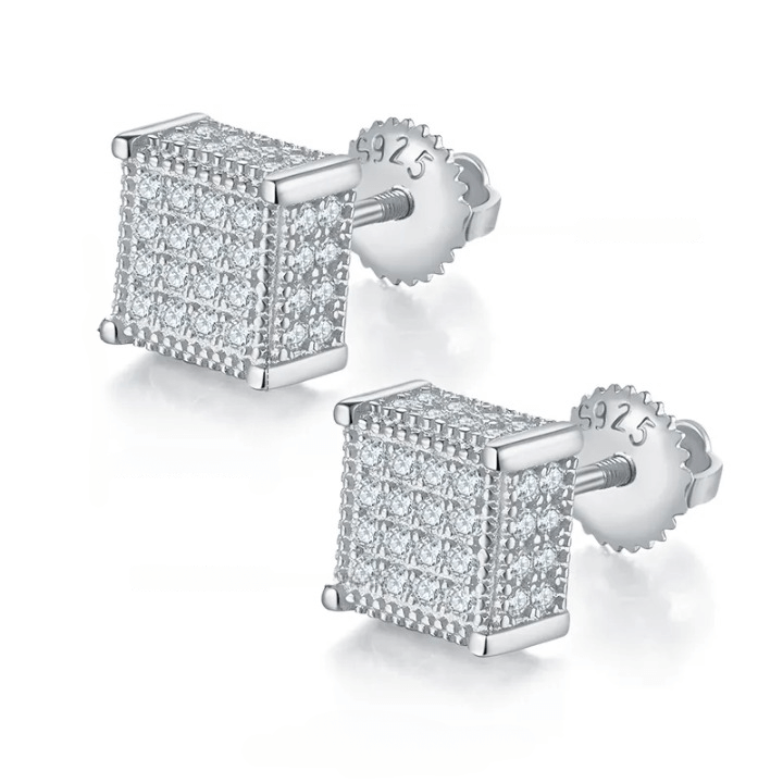 Royal Grid Moissanite Studs