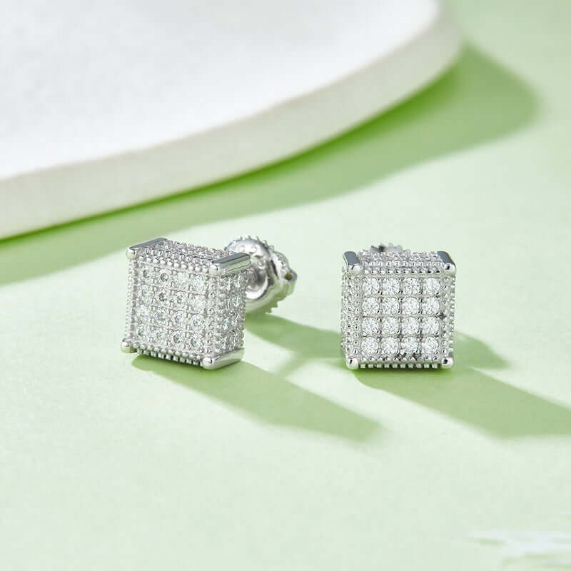 Royal Grid Moissanite Studs