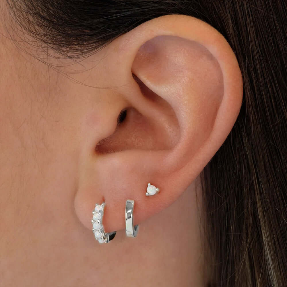 White Opal Earrings & Ear Studs Set